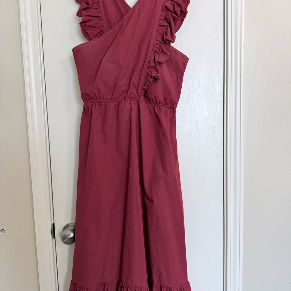 Vero Moda Deep Red Ruffle Midi Dress